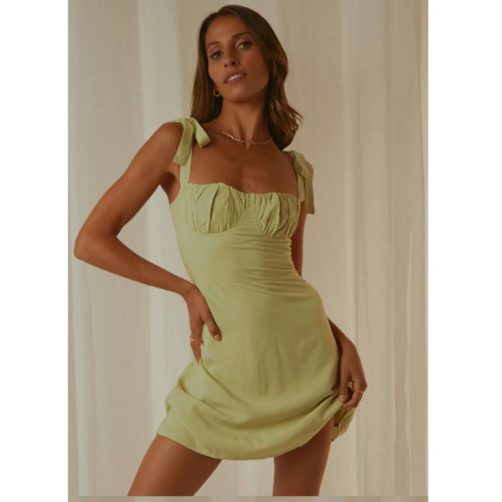 NWT Peppermayo Exclusive French Kiss Mini Dress in Sage